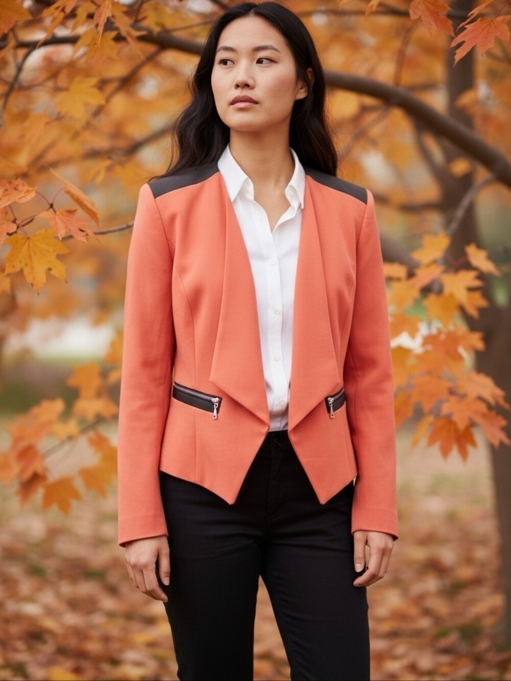 NINE WEST | ✨ 🧡 Burnt Orange & Black Long Sleeve Blazer Jacket